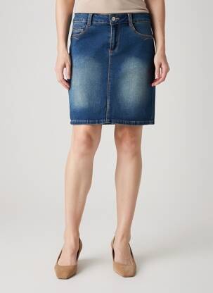 Jupe courte coupe droite bleu C'EST BEAU LA VIE femme