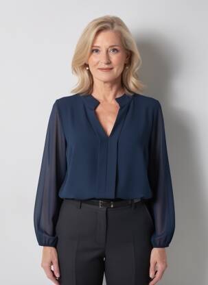Blouse manches longues manches longues bleu QUATTRO femme