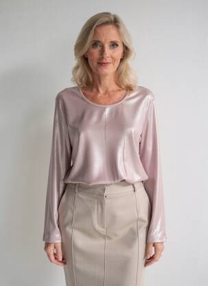 Top col rond manches longues rose MERI & ESCA femme