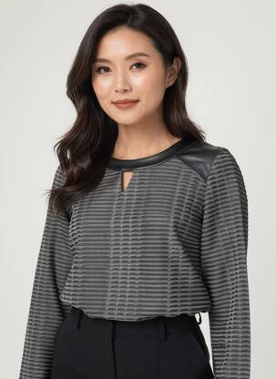 Top stretch manches longues gris GUY DUBOUIS femme