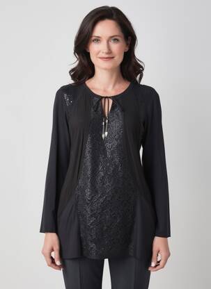 Tunique manches longues col rond noir MERI & ESCA femme