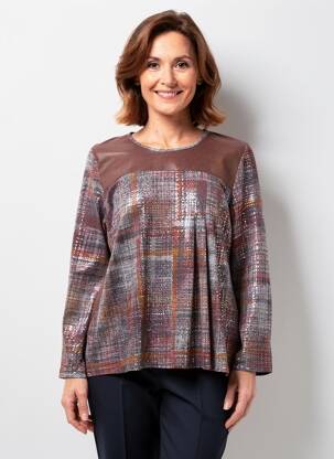 Top coupe fluide manches longues marron GUY DUBOUIS femme