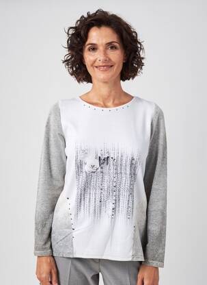 Pull tunique stretch manches longues gris GUY DUBOUIS femme