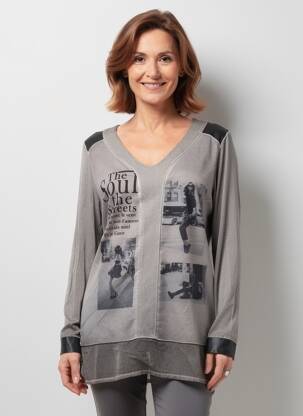 Tunique manches longues col v gris MERI & ESCA femme