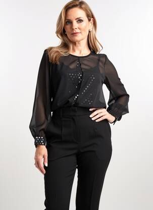 Blouse col rond manches longues noir GRIFFON femme