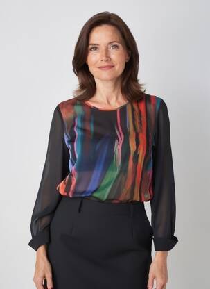 Blouse imprimé fantaisie manches longues noir GUY DUBOUIS femme
