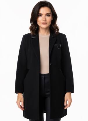 Manteau long coupe cintrée sans capuche noir VOODOO femme