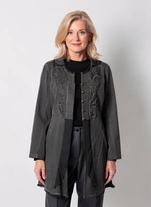 Manteau long coupe cintrée sans capuche gris MERI & ESCA femme