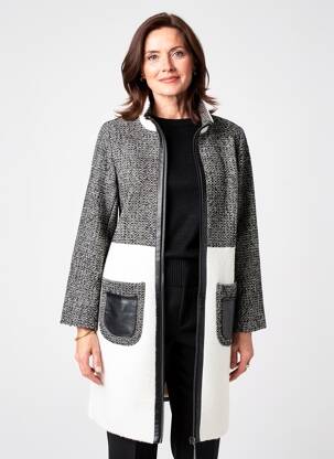 Manteau long coupe cintrée sans capuche gris MERI & ESCA femme