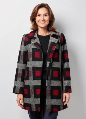 Manteau long coupe cintrée sans capuche rouge GUY DUBOUIS femme