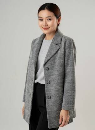 Manteau long coupe cintrée sans capuche gris BULTÉ femme