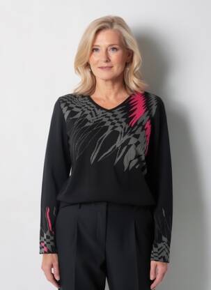 Pull coupe droite manches longues noir GUY DUBOUIS femme