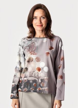 Top tissage crêpe manches longues gris GUY DUBOUIS femme