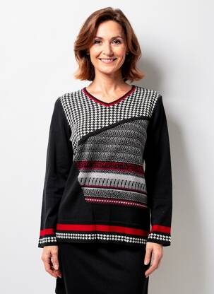 Pull coupe cintrée manches longues noir GUY DUBOUIS femme
