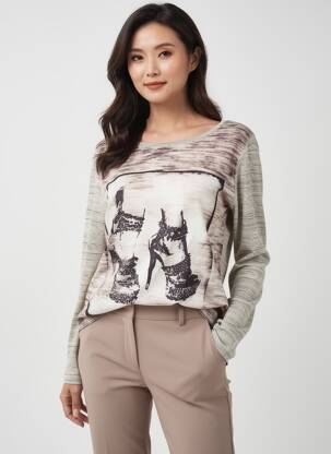 T-shirt manches longues manches longues gris MERI & ESCA femme