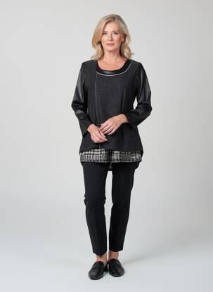 Tunique manches longues imprimé fantaisie noir MERI & ESCA femme