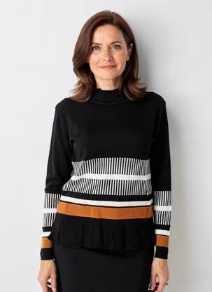 Pull coupe droite manches longues noir GUY DUBOUIS femme
