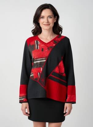 Pull coupe droite manches longues noir GUY DUBOUIS femme