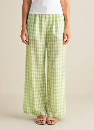 Pantalon large tissage popeline taille normale vert LES ACOLYTES femme
