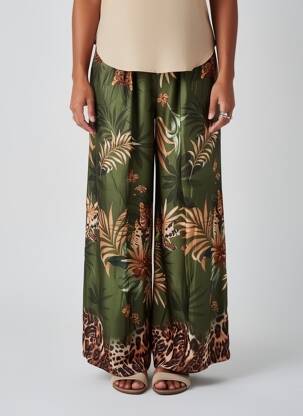 Pantalon large coupe fluide taille normale vert C'MELODIE femme