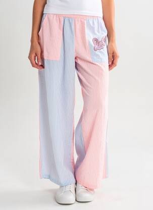 Pantalon large tissage popeline taille normale rose GOLD&SILVER PARIS femme