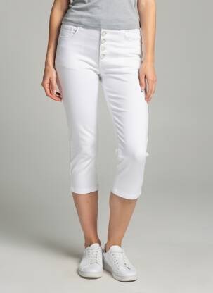 Pantacourt taille haute taille haute blanc ONADO femme