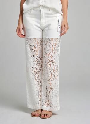 Jeans coupe slim stretch taille normale blanc B.S JEANS femme