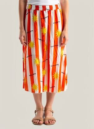 Jupe longue coupe fluide rouge APRIL VINTAGE femme