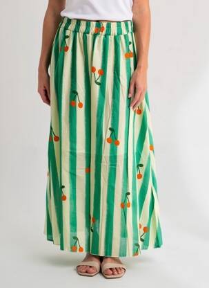 Jupe longue coupe fluide vert APRIL VINTAGE femme