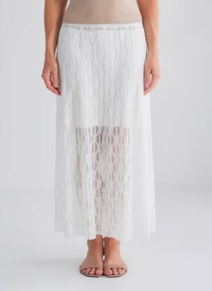 Jupe longue coupe fluide blanc MADE IN ITALY femme