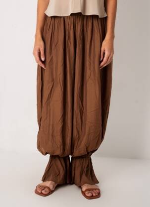 Pantalon large tissage popeline taille normale marron LOVIKA femme