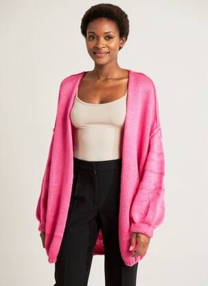 Gilet manches longues manches longues rose TRICOT STATION femme