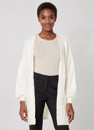 Gilet manches longues manches longues blanc TRICOT STATION femme