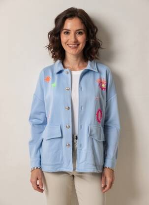 Veste casual poignets boutonnés avec fente bleu MINA ROSA femme