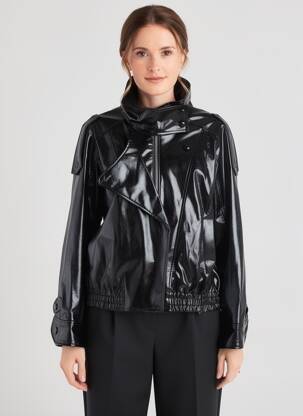 Veste simili cuir manches longues noir INTUITION femme