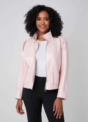 Veste simili cuir manches longues rose INTUITION femme