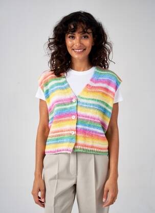 Gilet sans manche fermeture boutonnée sur le devant jaune APRIL VINTAGE femme