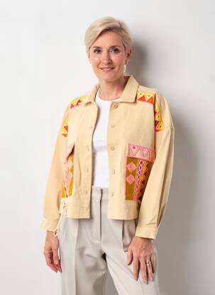Veste casual poignets boutonnés avec fente beige BIANCA femme