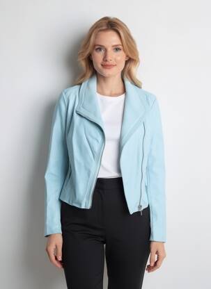 Veste simili cuir poches bleu SOFTY femme