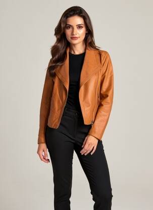 Veste simili cuir poches marron SOFTY femme