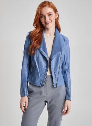 Veste simili cuir poches bleu fonce SOFTY femme