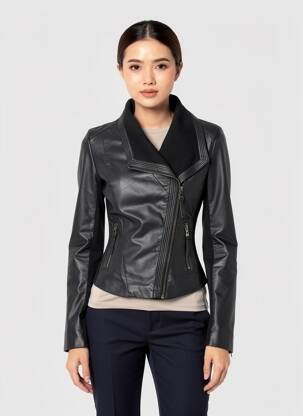 Veste simili cuir poches noir SOFTY femme