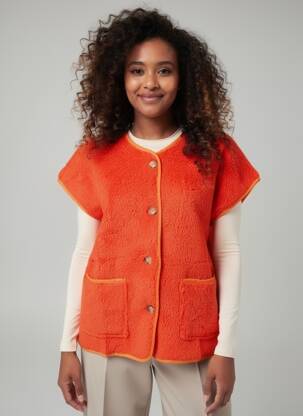 Gilet manches courtes coupe droite orange J&L femme
