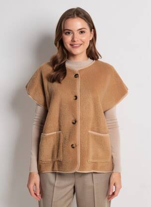 Gilet manches courtes coupe droite marron J&L femme