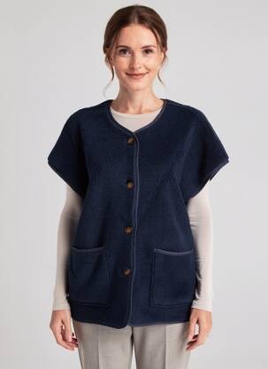 Gilet manches courtes coupe droite bleu fonce J&L femme