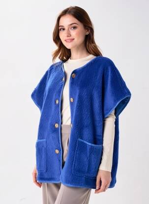 Gilet manches courtes coupe droite bleu J&L femme