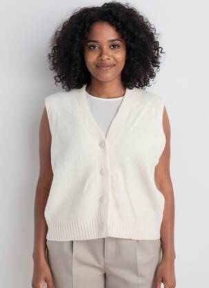Gilet sans manche coupe droite beige MINA ROSA femme
