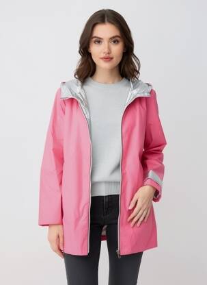 Imperméable capuche intégrée dans le col a capuche rose SOFTY femme