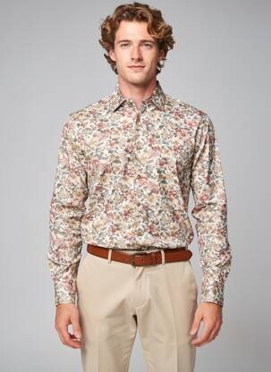 Chemise manches longues coupe cintrée marron SERGE BLANCO homme