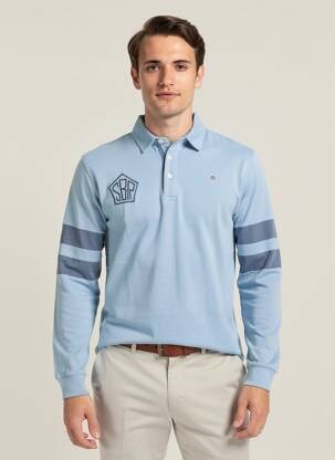 Polo manches longues manches longues bleu SERGE BLANCO homme
